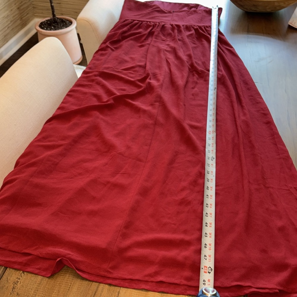 Forever 21  Elegant Strapless dark Red Maxi Dress size large EUC! - Picture 6 of 9